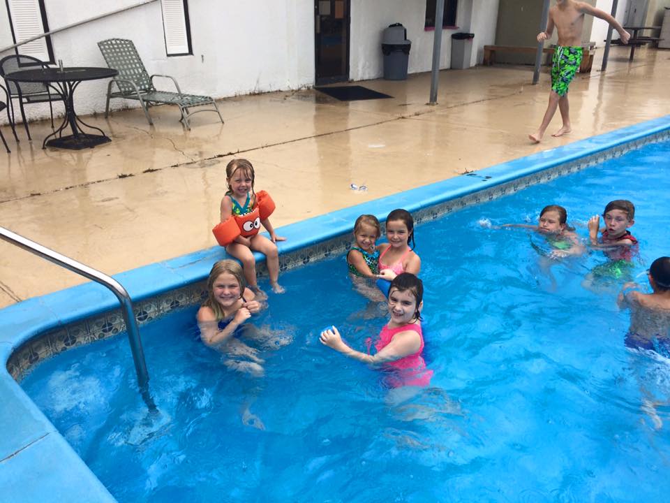 Having fun in the pool!